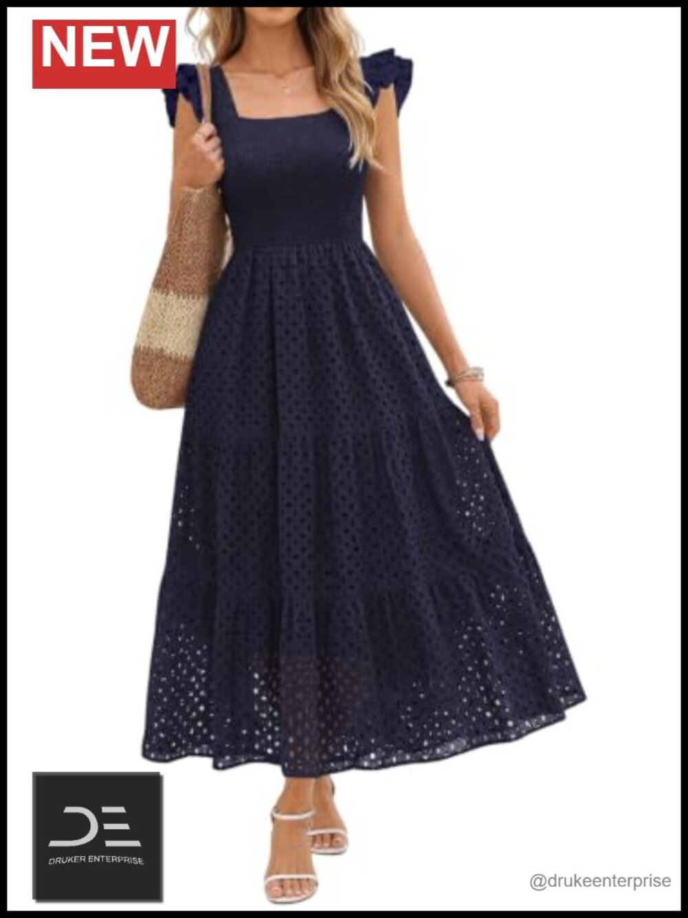 Lazysmile Womens Sleeveless Hollow Out Eyelet Cotton Boho Maxi Dress